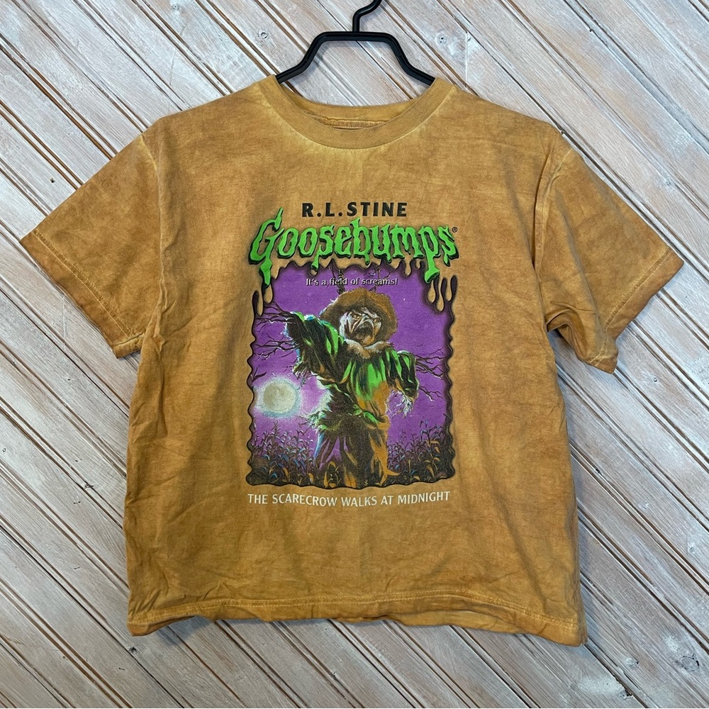 Goosebumps vintage tan acid wash book R.L Stine the scarecrow walks at midnight